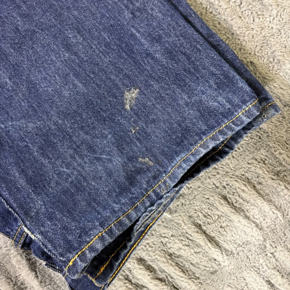 Levis 501 Original Fit Jeans Mens 44x30 Dark Wash Blue Denim Button Fly AB317